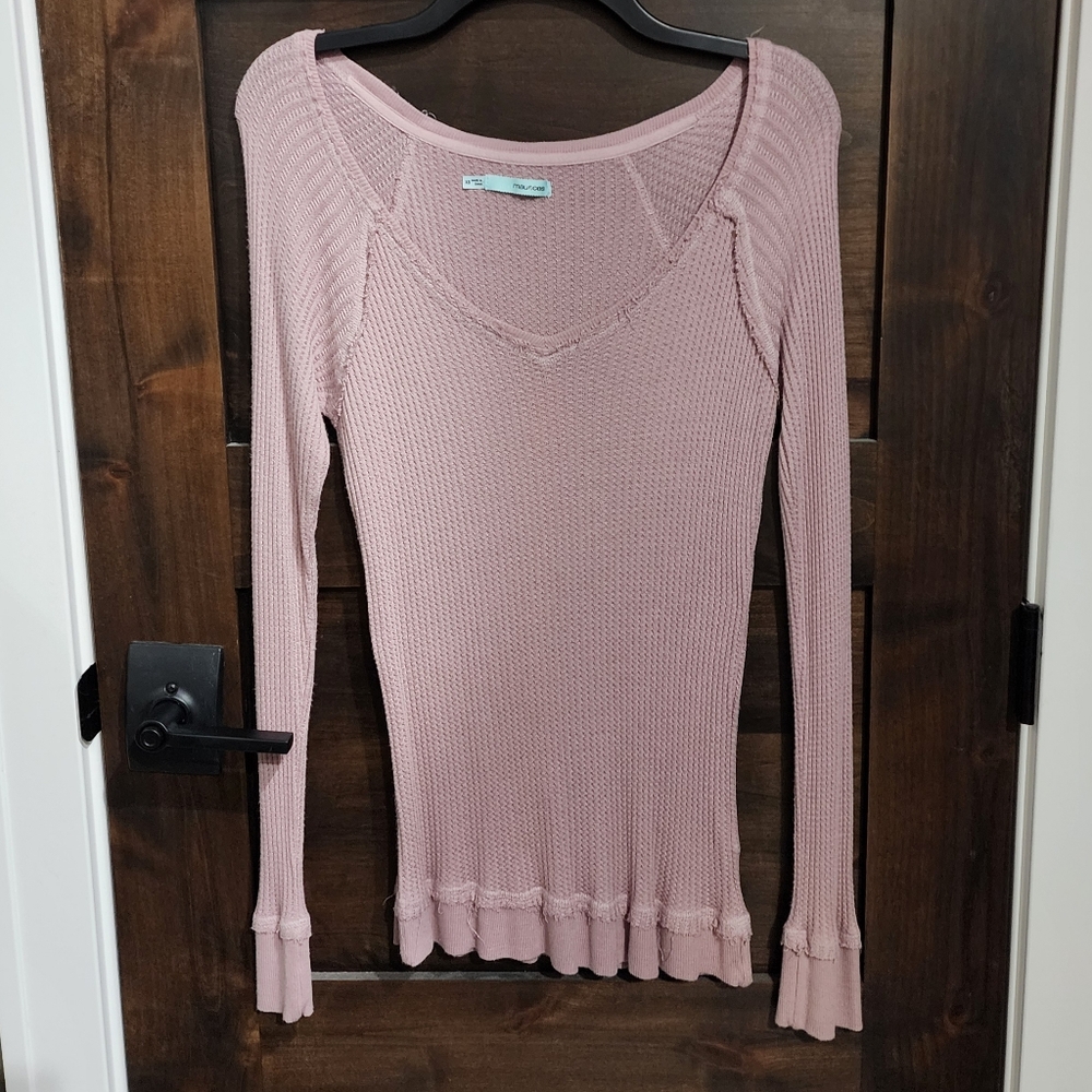 Maurices Waffle Knit Pullover in Misty Peach